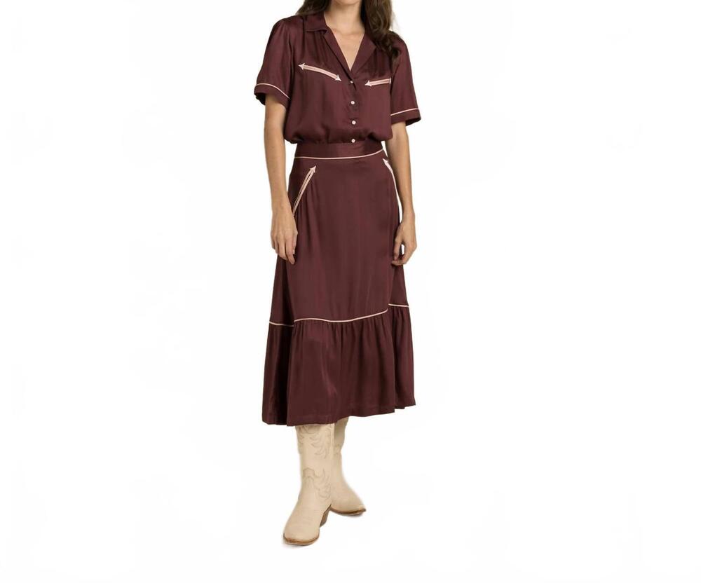 NEW SENDERO PROVISIONS CO. cheyenne western skirt in zinfandel